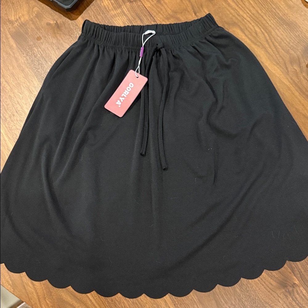 Amazon Black Skirt with Scallop Hem